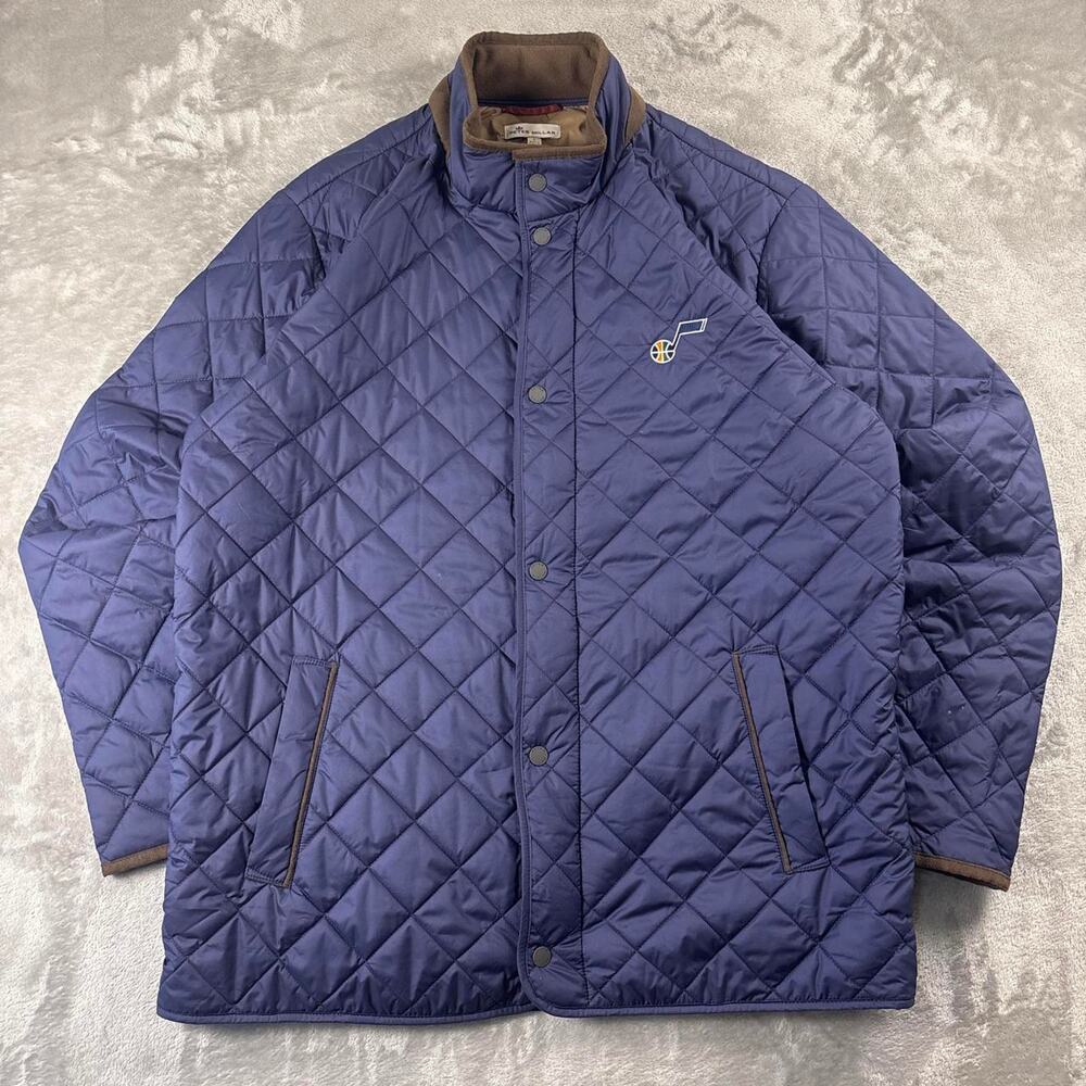 Peter Millar Suffolk Jacket Mens Large Blue Quilted Full Zip Golf Outdoor Coat